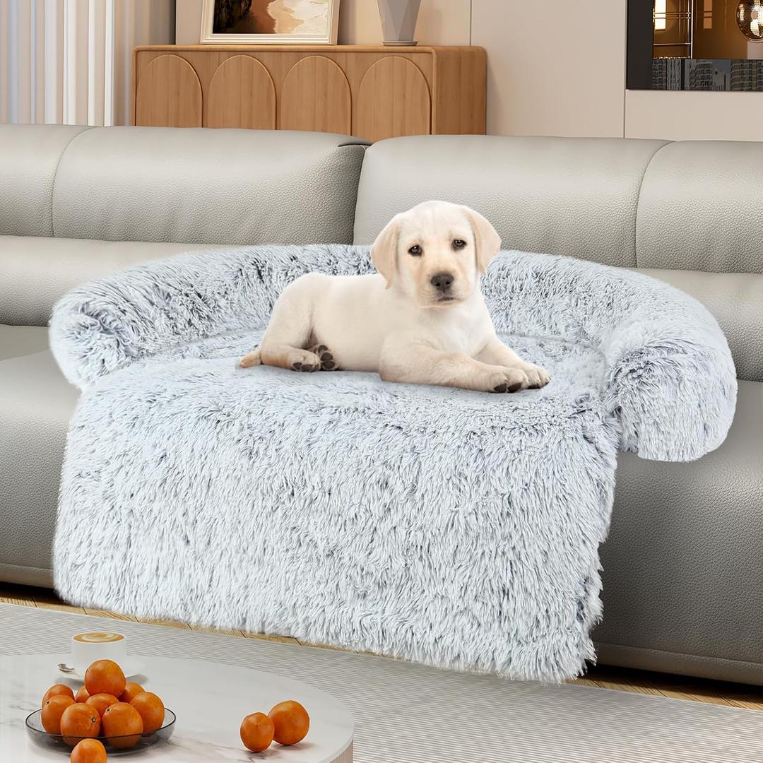 Luxurious Dog Couch Bed Protector for Dogs Memory Foam, Removable Fluffy Plush Pet Couch Cover for Dogs Washable, Calming Dog Sofa Beds, Waterproof Couch Protector, Pet Beds Mats for Couch(M) (Medium(35.0"L*31.0"W*5.0"Th))