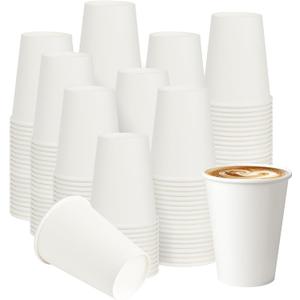 12 oz 300 Pack Paper Coffee Cups, Hot Paper Cups, Thickened Leak-Free White Disposable Coffee Cups for Hot and Cold Drinks