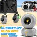Beach Wagon with Big Wheels for Sand, 350lbs Heavy Duty Folding Wagon, Oversized 180L, 9" PVC All-Terrain Wheels, Adjustable Handle, Cooler & Storage Bags for Beach, Camping & Outdoor Sports (Black)