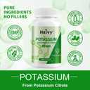 Heivy Potassium Citrate 99mg 500 Capsules | Potassium Supplement for Electrolyte Support | Vegan, Gluten-Free| Lab Tested | Made in USA