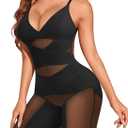 Irisnaya Full Body Shaper for Women Tummy Control Shapewear Bodysuit Tank Top V Neck Bra Leotard Butt Lifter Thigh Slimmer (X-Large, Black)