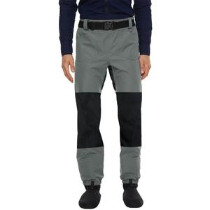 Fishing Waders Wading Pants with Neoprene Stocking Foot with Pockets for Fly Fishing Hunting Kayaking (Medium, Black Grey)