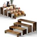 2 Set Wood Risers Tiered Display Stands Wooden Cupcake Stand Large Perfume Organizer Stackable Food Display Risers for Party Dessert Table Cologne Organizer Wood Risers for Decor Vendor, Brown