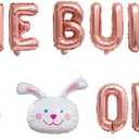 KUNGOON Some Bunny Is One Letter Banner Balloons,Funny Bunny 1st Birthday/Easter Birthday Party Decoration,Bunny Turning One Birthday Party,Rabbit For Girls Birthday Party Decoration.(Rose Gold)
