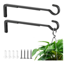 10 Inch 2 Pack Black Heavy Duty Outdoor Plant Hangers for Hanging Baskets, Iron Hanging Plant Brackets for Hanging Plants Outside, Metal Plant Hooks Plant Wall Hooks for Hanging Lantern, Bird Feeder