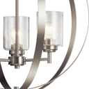 Kichler Winslow 24.5" 3-Light Orb Chandelier with Clear Seeded Glass in Brushed Nickel for Kitchen, Bar, Dining Nooks, Small Entryways, Luxe Industrial, (30.75"x 24.5"), 44034NI