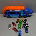 GYYCKTD Race Track Truck Toys for 3 4 5 6 7 8 Years Old Boys, Carrier Vehicle Playset with 12 DieCast Racing Car Toys, 2Tier Storage, Car Ramps, Birthday Gifts for Toddlers Kids Girls Age 35 48