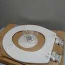 Mayfair Linden Slow Close Toilet Seat, Non Slip Heavy Duty Wood, Easy Install, Round, White