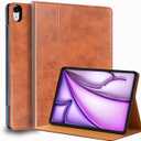  Ipad Case Air 13-inch M3/M2 2025/2024(Model:A3268/A3269/A2898/A2899) Genuine Leather Cover Protective Shell,Auto Wake/Sleep.Brown