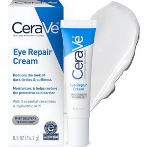 CeraVe Eye Repair Cream, Under Eye Cream for Puffiness and Bags, 0.5oz | Skin Care, Eye Cream, Hyaluronic Acid, Niacinamide, Marine Botanical Complex, Oil Free, Ophthalmologist Tested, Daily Use
