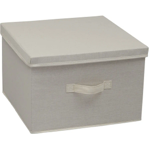 Household Essentials, Natural Square Storage Box with Lid and Handle, Square-15 W x 15" D