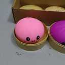 Binkahui 2 PCS Fuchsia Purple Mystery Dumpling Squishies with Steamer Box, Soft Stretchy Bao Bun Stress Relief Balls, Sensory Fidget Squeeze Toys for Anxiety Relief, Decompression Desk Toys