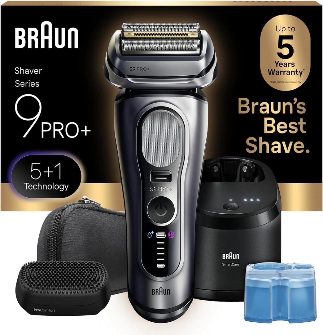 Braun Series 9 PRO+ Electric Shaver, Wet & Dry Razor, Pro SensoAdapt, 6in1 SmartCare Center, 9697CC, Silver