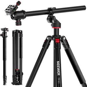 NEEWER 90 Inch Tall Overhead Horizontal Camera Tripod Monopod with Ball Head & Flexible Center Column, Metal DSLR Video Travel Stand, Arca Type QR Plate & Inverted Legs, Max Load 10 kg / 22 lbs, TP63