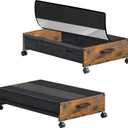 Under Bed Storage with Wheels, Under Bed Storage Containers, UnderBed Drawers with Metal Frame, for Clothes Shoes Blanket (Normal Size, Rustic Brown)