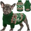 Queenmore Dog Christmas Sweater,Turtleneck Knitted Pullover Xmas Dog Clothes Sweatshirt,Pet Christmas Outfit, Warm Doggy Sweaters for Dogs Boy Girl,XS