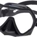 Riffe Black Frameless Diving Mask - Panoramic Single Lens - Fog-Reducing Silicone - Anatomical Frame for Universal Fit - Durable Nylon Frame - Ideal for 1-30ft Exploration