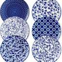 vancasso Ceramic Salad Plates Set of 6, Small Vintage 8.25 Inch Plate Set of 6 for Kitchen, Porcelain Blue and White Dessert Plates for Kitchen, Microwave Oven Dishwasher Safe, Vintage Gift