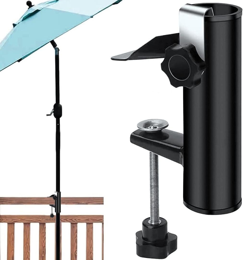 weallbuy Chair Umbrella Clamp Stand, Deck Umbrella Mount, Patio Umbrella Holder for Chair, Clamp Fixed Clip for Beach Fishing Outdoor Camping Boat Umbrella