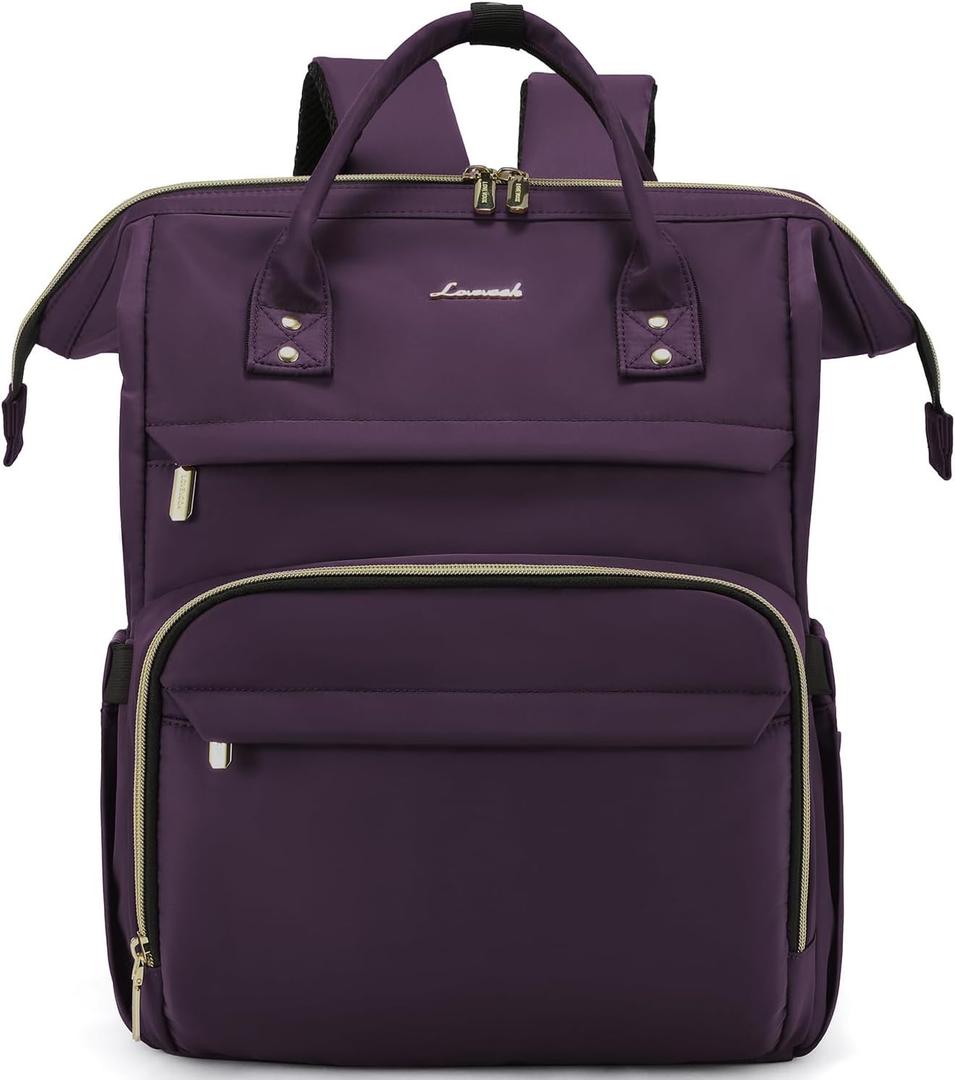 LOVEVOOK College Laptop Backpack, 15.6 Inch Travel Backpack for College, Waterproof Work Backpack Woman for Teacher Nurse Anti-theft Travel Back Pack, Gifts for Women,Dark Purple