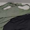 Aqua Eve 3 Piece Tankini Swimsuit for Women Tank Bathing Suit with Shorts Open Back Athletic Swimwear (Size XX-Large, Army Green and Stripes)