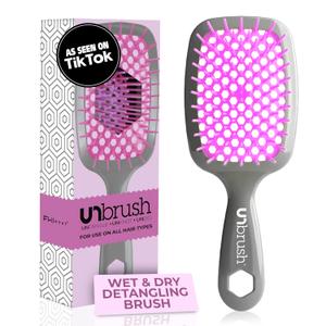 FHI Heat UNbrush Detangling Brush for Pain-Free Brushing on All Wet or Dry Hair Types  Durable DuoFlex Anti-Static Bristles, Lightweight Handle, Vented Hair Brush (1 Count (Pack of 1))