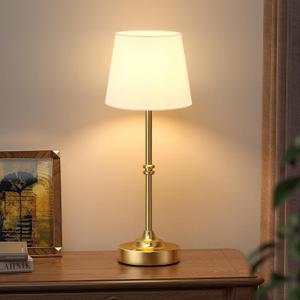 Kakanuo Rechargeable Cordless Table Lamp Gold - 1 Pack Brass 4000mAh Battery Operated Lamp, 3000K Warm Light, Touch Control Stepless Dimming, for Bedside, Dining Table, Home Decor