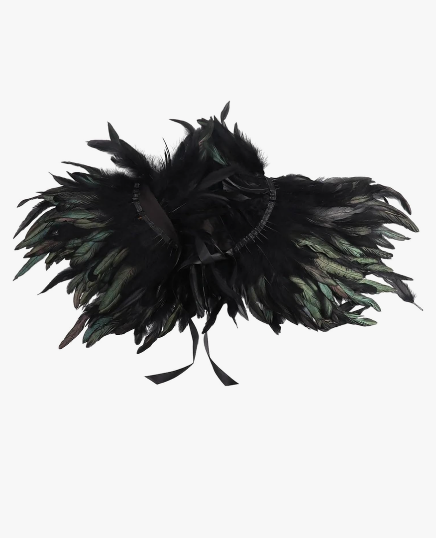 Shoulder Wrap Feather Shrug Shawl Cape Gothic Style Artificial Feather Shawl Feather Cape Shawl for Roles Play