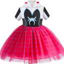 Girls Princess Hooded Tutu Dress, Christmas Gift Dress Up Costume, Holiday Halloween Party Outfit Toy for Kids (White, S)