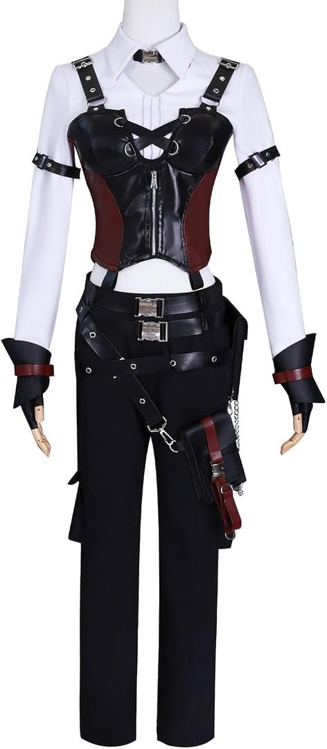 Yejue Game Cos Miss Heroine Cosplay Costume Women Cool Black Uniform Cosplay Full Set Anime Events Party Show Outfit (3X-Large)