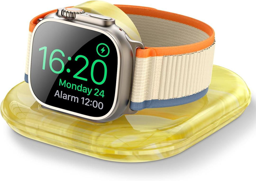 for Apple Watch Magnetic Charging Dock - Fast Magnetic Charger Stand, Compatible with Apple Watch Series 2/3/4/5/6/7/8/9/10/Ultra 1 2, Supports Nightstand Mode, Portable Design for Travel (Marble Yellow)
