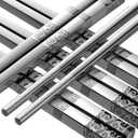 TINMARDA Metal Chopsticks Reusable 5 Pairs Stainless Steel Chopsticks Dishwasher Safe Square Lightweight Non-Slip Chop Sticks Present Set (Silver)