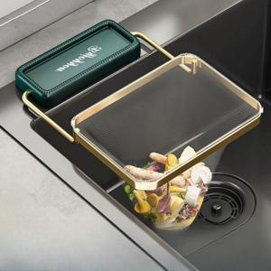 RV kitchen folding filter | Kitchen sink filter basket | 100 disposable filter bags | Food waste disposal device (Green)