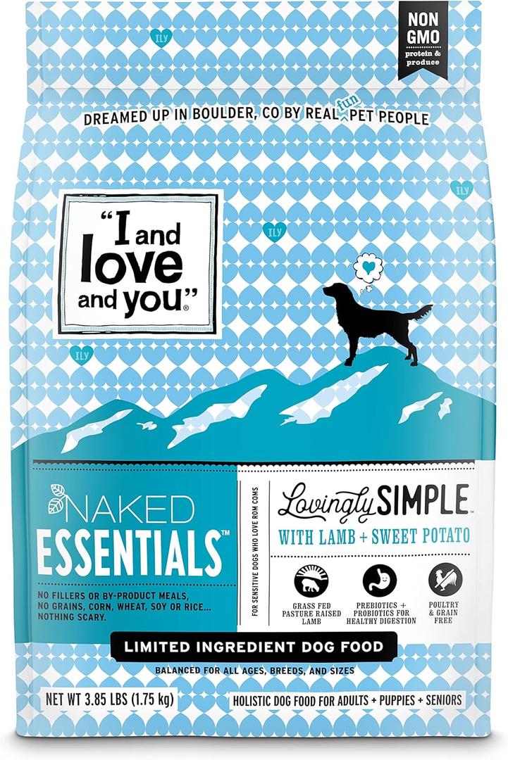 I and love and you Lovingly Simple Dry Dog Food - Lamb + Sweet Potato - Grain Free, Filler Free, Prebiotic + Probiotic 21lb Bag (BBD 02/10/2026)