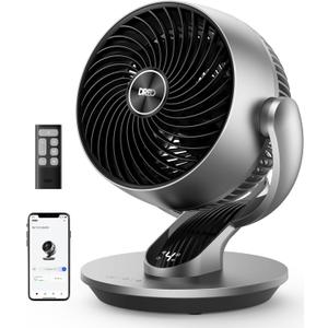 Dreo Smart Fan for Bedroom,120 Vertical and 90 Oscillating Fan with Remote/Voice, 13 Inch Height Quiet Air Circulator for Whole Room, 70 ft, 4 Speeds, 5 Modes, 12H Timer, Desk Fans for Home, Office (Silver)