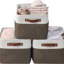 DECOMOMO Storage Baskets for Shelves - Fabric Closet Organizers and Storage Bins, Perfect Baskets for Organizing Closet Toys Nursery (Brown and White, XL - 3 Pack) (Extra Large/3P)