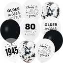 80th Birthday Balloons Decorations 30PCS Black Latex Birthday Balloon for Men Women 80th Birthday Anniversary Party Supplies