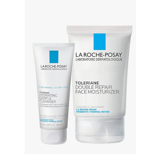 La RochePosay Toleraine Skin Care Set, Double Repair Face Moisturizer 100ml & Hydrating Gentle Cleanser 50ml, Oil Free Moisturizer & Face Wash