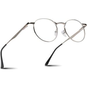 2SeeLife Round Metal Wire Rimmed Reading Glasses for Men & Women – Medium–Wide Fit, Durable, Spring Hinges, Premium Readers, Silver, +1.00