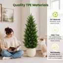 3FT Artificial Topiary Cedar Trees 2 Pack, UV-Resistant Outdoor Faux Pine Shrubs Plants, Realistic Fake Plants Front Porch Decor, Artificial Bushes Cypress for Home Front Door Offices