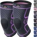 APEXUP Compression Knee Brace for Women, Copper Compression Sleeve for Knee Support, Arthritis Pain Relief, Meniscus Tear, ACL, Running (Medium, Dark Grey+Purple)