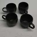 Coffee Mugs Set of 4, Ceramic 16 oz Coffee Cups for Tea, Milk, Cereal, Cappuccino, Porcelain Latte Cups with Large Handle, Stoneware Coffee Mugs for Christmas Housewarming Gifts, Black