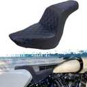 One-Piece Driver Passenger Seat Motorcycle 2-Up Seat Fit for Harley Sport Glide FLSB Low Rider FXLR FXLRS FXLRST 2018-later (Blue Stitching)