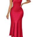 Floerns Women's Satin Cowl Neck Long Dress Draped Criss Cross Backless Sexy Party Club Maxi Dresses, XL