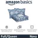 Amazon Basics 7-Piece Lightweight Microfiber Comforter Set, Full/Queen, Navy Geometrics