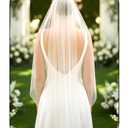 EASEDAILY Bride Wedding Veils Long Fingertip Length 1 Tier Bridal Tulle Veil with Comb for Women (White)