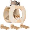 Cat Shelves - 3 Steps, Wall Climbing Shelf with Plush Covered Bed, Large Cats Set