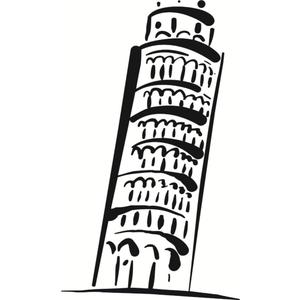 Design With Vinyl Home Wall Decals - Italian Torre Pendente di Pisa Removable Wall Sticker Home Decoration - Size: 20 in x 38 in (Black)