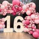 Pink Balloon Arch Kit, 112 PCS Pink and Hot Pink Pastel Pink Metallic Balloons Garland with Explosion Star Heart Foil Balloons for Girls Birthday Bridal Valentine's Day Princess Party Decorations