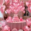 DPKOW 30pcs Galentines Balloons Happy Galentines Day Decorations, 18 Inch Pink Heart Foil Balloons Valentines Day Decorations, Romantic Girl Lady Friendship Decor